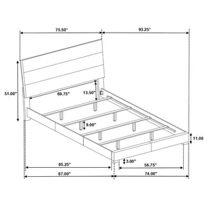 CoasterEssence Felicity Panel Bed With LED Lighting Glossy White