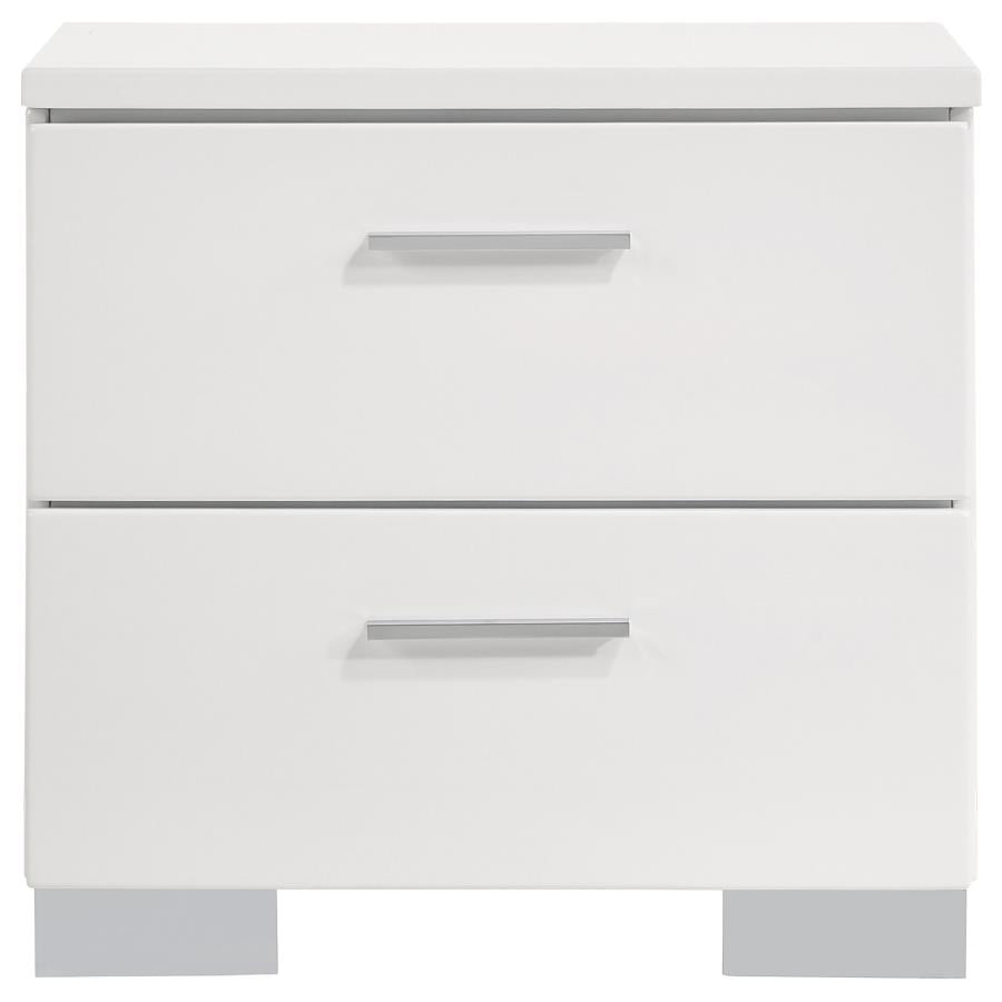 CoasterEssence Felicity 2-Drawer Nightstand Glossy White