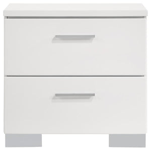 CoasterEssence Felicity 2-Drawer Nightstand Glossy White