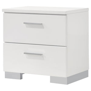 CoasterEssence Felicity 2-Drawer Nightstand Glossy White