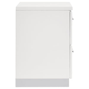 CoasterEssence Felicity 2-Drawer Nightstand Glossy White