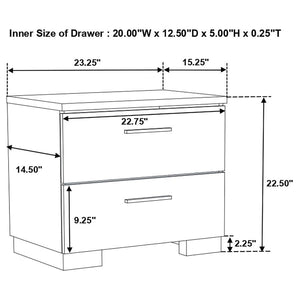 CoasterEssence Felicity 2-Drawer Nightstand Glossy White