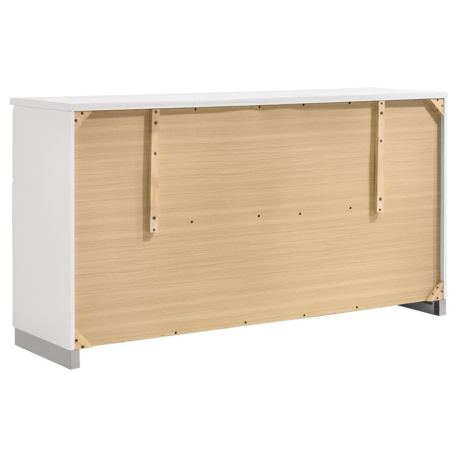 CoasterEssence Felicity 6-Drawer Dresser Glossy White