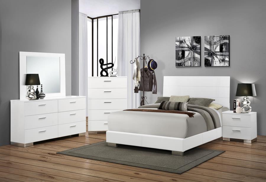 CoasterEssence Felicity 6-Drawer Dresser Glossy White