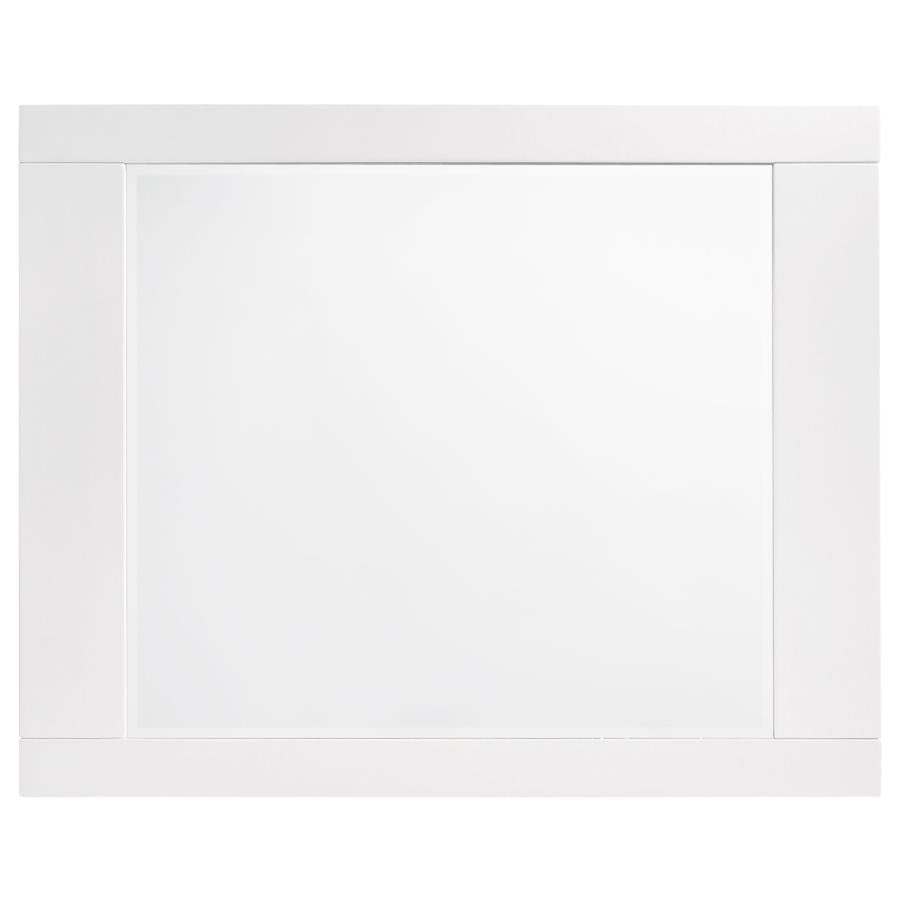 CoasterEssence Felicity Dresser Mirror Glossy White With LED Light