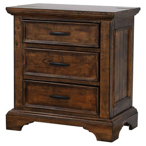 CoasterEssence Elk Grove 3-Drawer Nightstand Vintage Bourbon