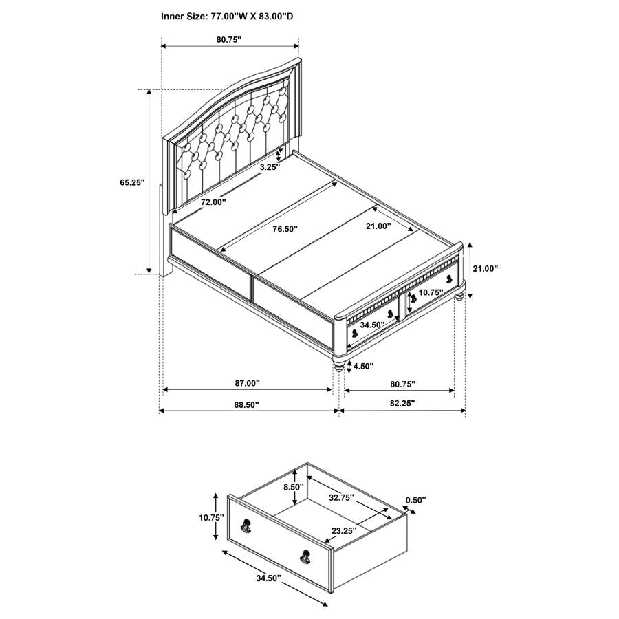 CoasterElevations Bling Game Panel Bed Metallic Platinum