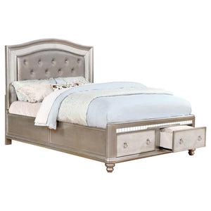 CoasterEssence Bling Game Upholstered Storage Bed Metallic Platinum