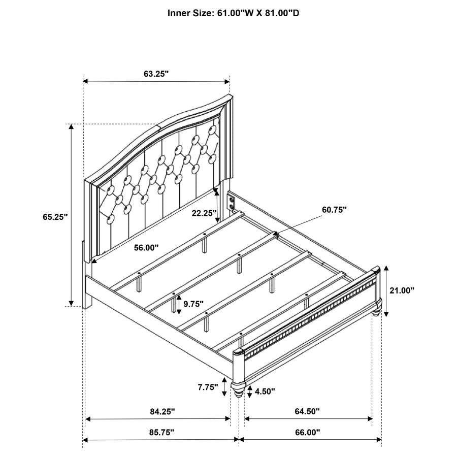 CoasterElevations Bling Game Panel Bed Metallic Platinum