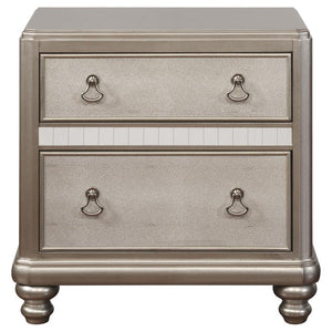 CoasterElevations Bling Game 2-Drawer Nightstand Metallic Platinum