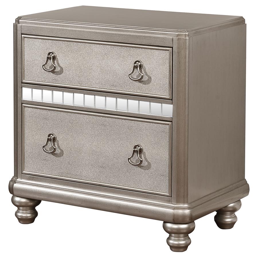 CoasterElevations Bling Game 2-Drawer Nightstand Metallic Platinum