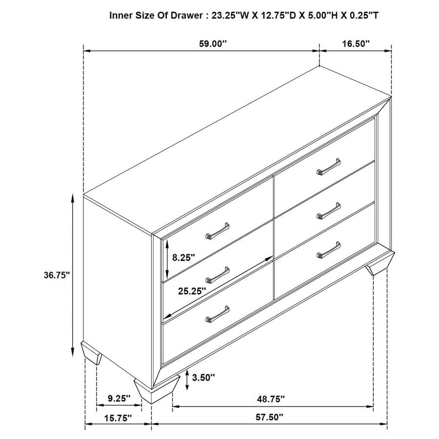 CoasterEveryday Kauffman 6-Drawer Dresser Washed Taupe