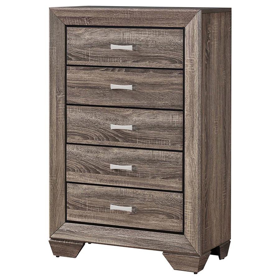 CoasterEveryday Kauffman 5-Drawer Chest Washed Taupe