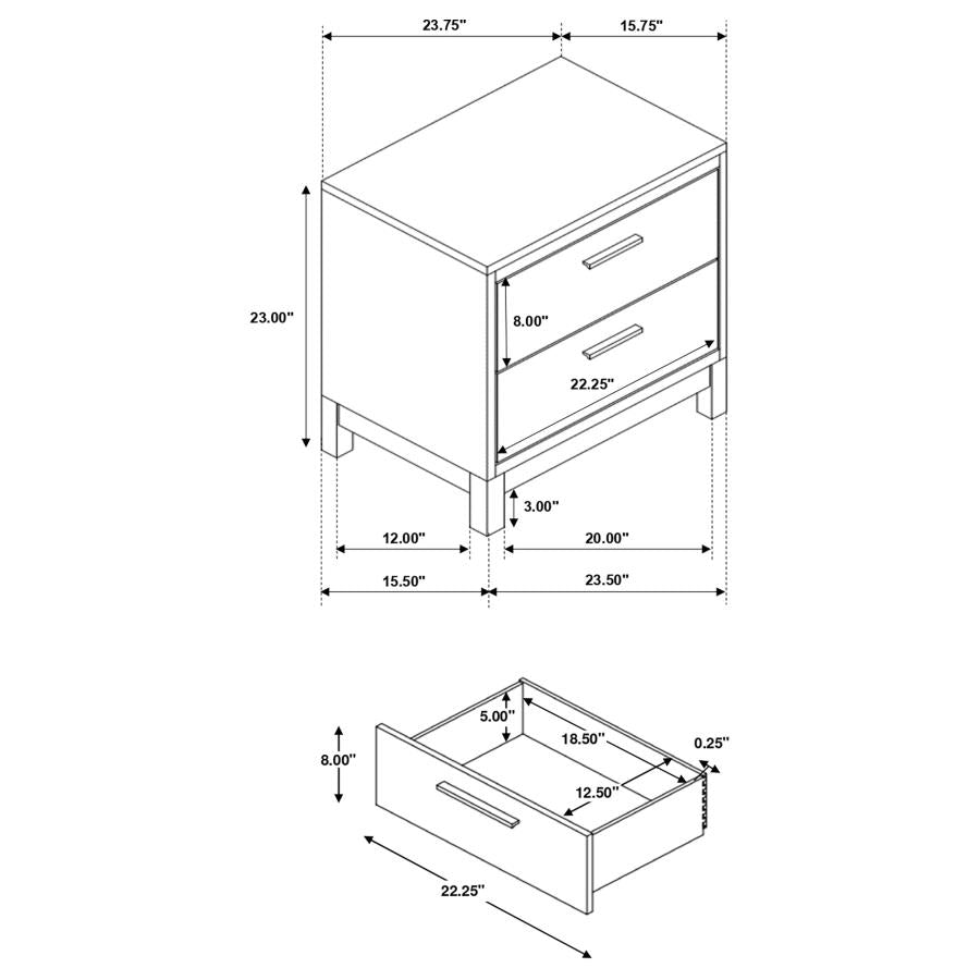 CoasterEveryday Edmonton 2-Drawer Nightstand Rustic Tobacco