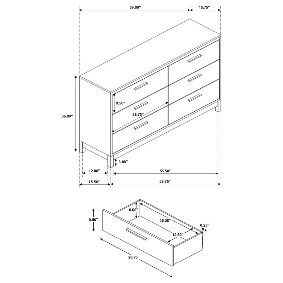 CoasterEveryday Edmonton 6-Drawer Dresser Rustic Tobacco