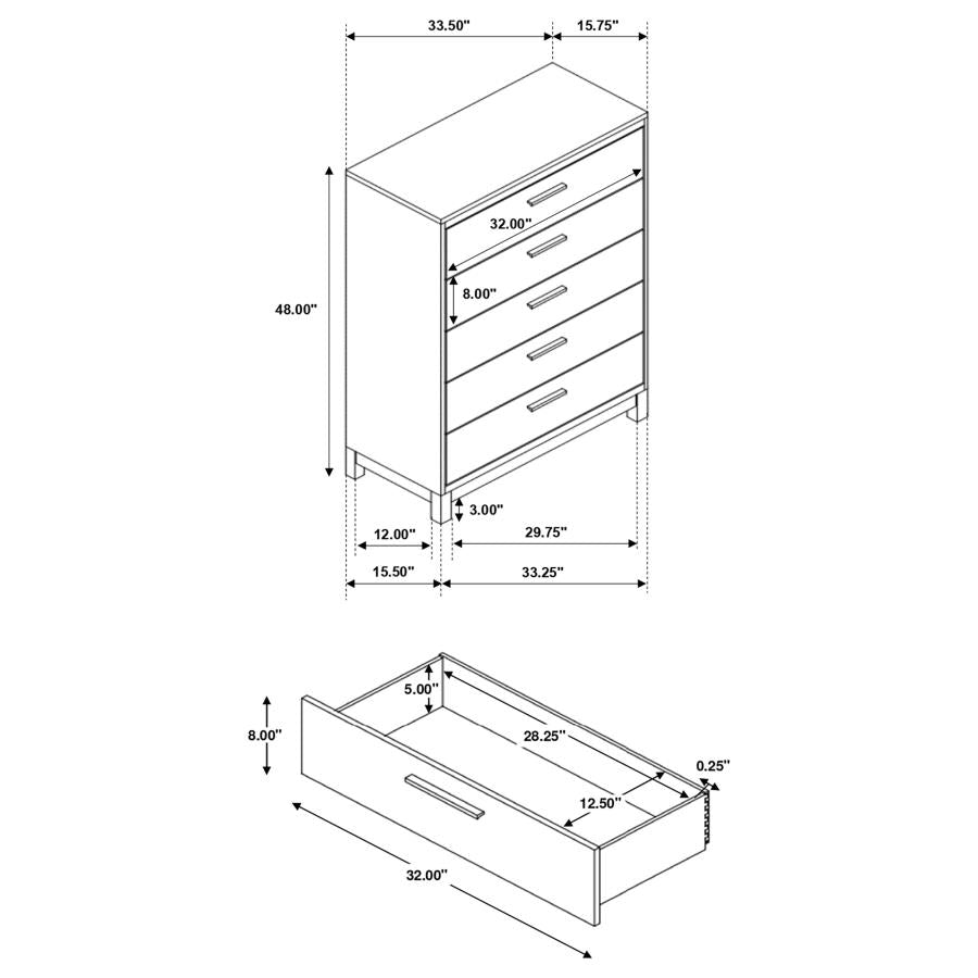 CoasterEveryday Edmonton 5-Drawer Chest Rustic Tobacco