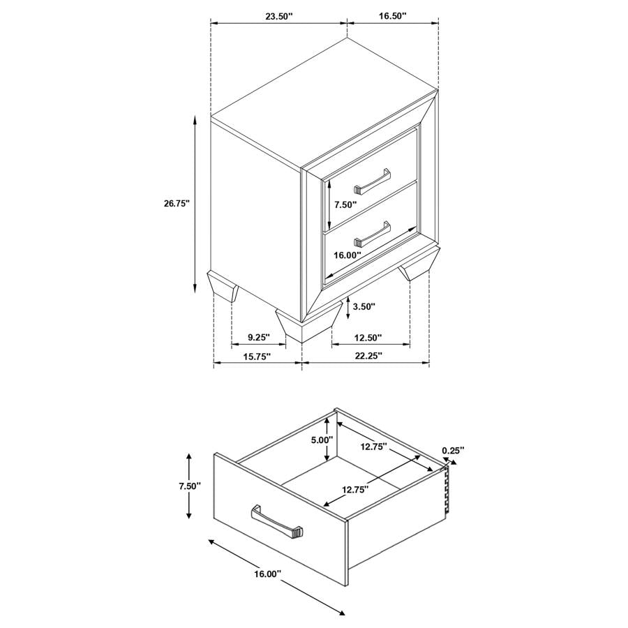 CoasterEveryday Kauffman 2-Drawer Nightstand Dark Cocoa