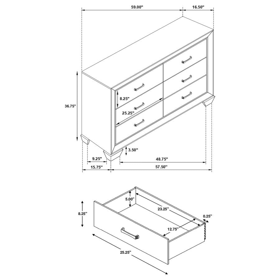 CoasterEveryday Kauffman 6-Drawer Dresser Dark Cocoa