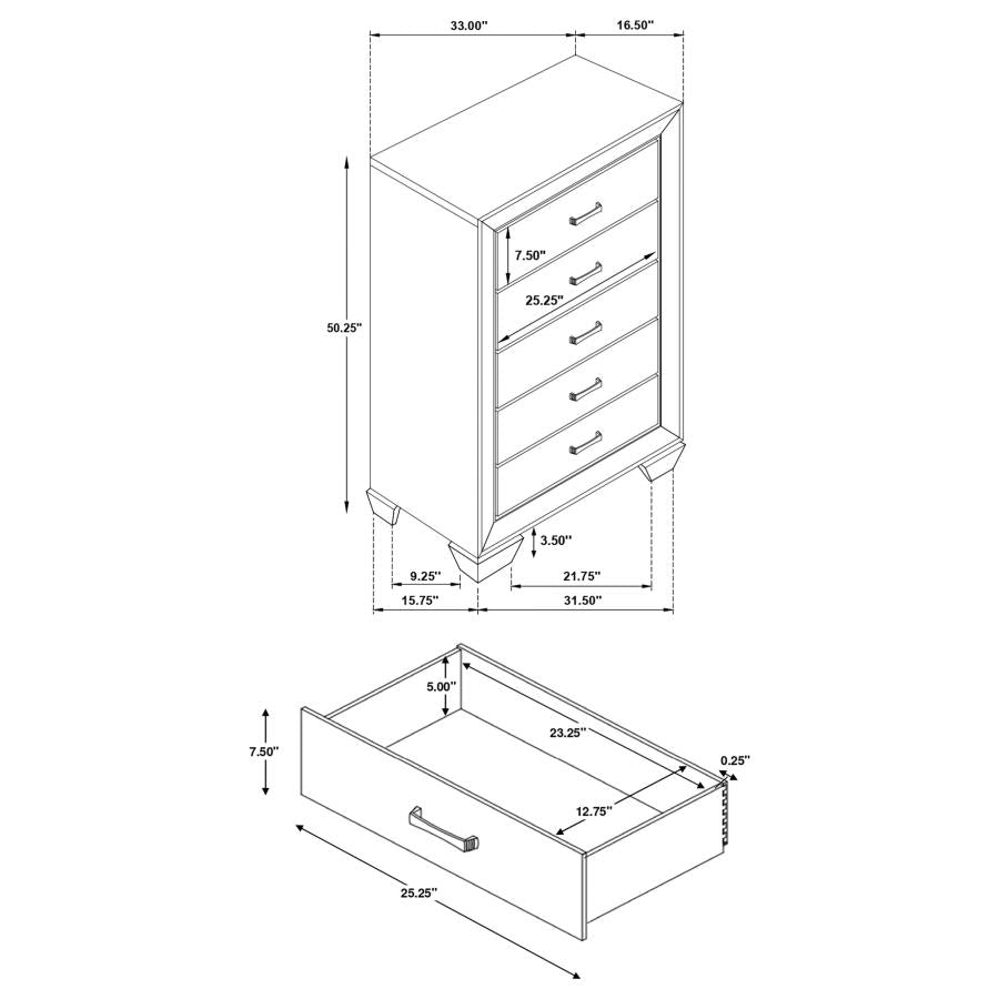 CoasterEveryday Kauffman 5-Drawer Chest Dark Cocoa