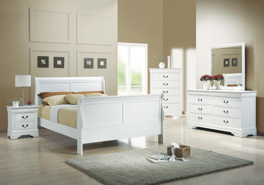 CoasterEveryday Louis Philippe Sleigh Panel Bed White