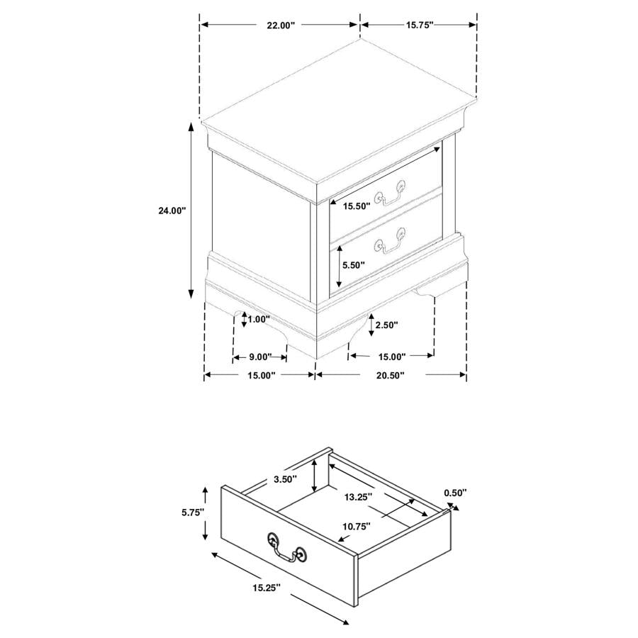 CoasterEveryday Louis Philippe 2-Drawer Nightstand White