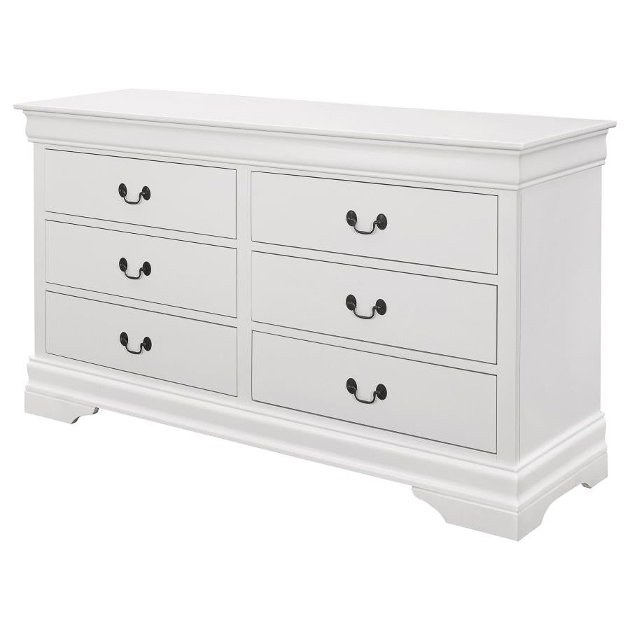 CoasterEveryday Louis Philippe 6-Drawer Dresser White