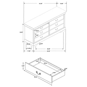 CoasterEveryday Louis Philippe 6-Drawer Dresser White