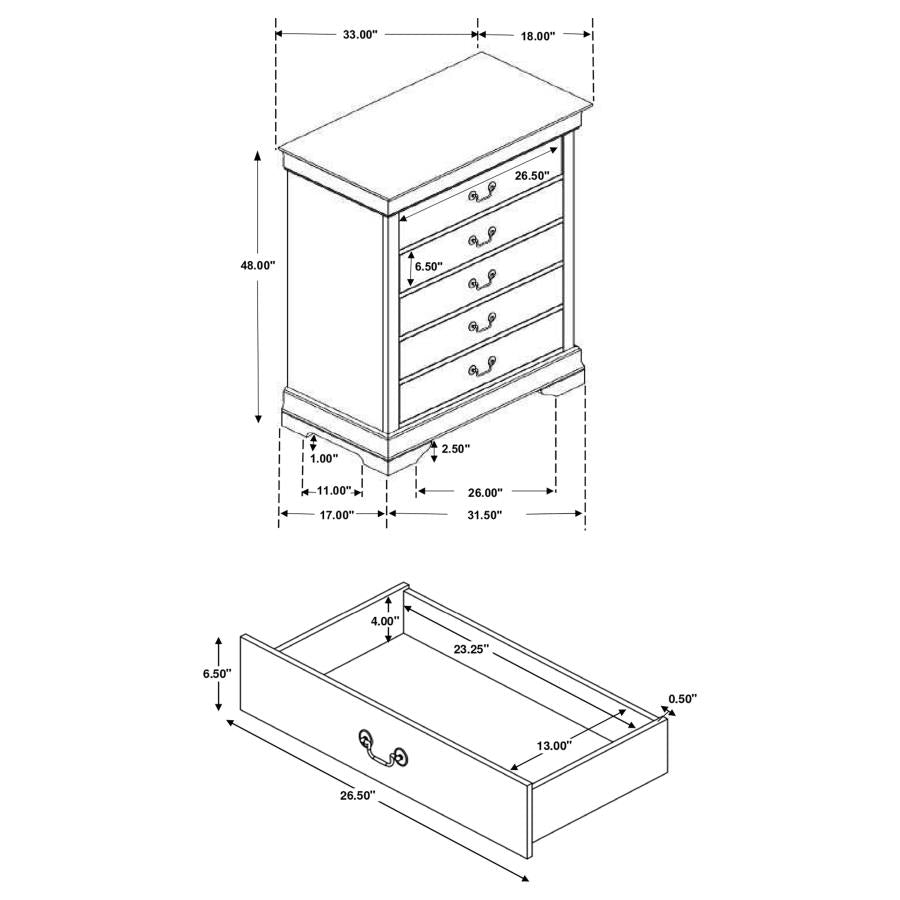 CoasterEveryday Louis Philippe 5-Drawer Chest White