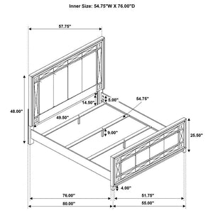 CoasterEssence Leighton Panel Bed With Mirrored Accents Mercury Metallic