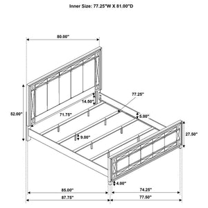 CoasterEssence Leighton Panel Bed With Mirrored Accents Mercury Metallic