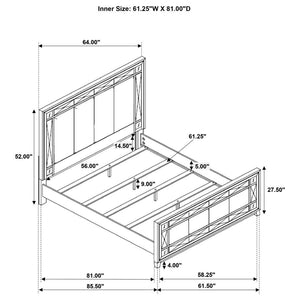 CoasterEssence Leighton Panel Bed With Mirrored Accents Mercury Metallic