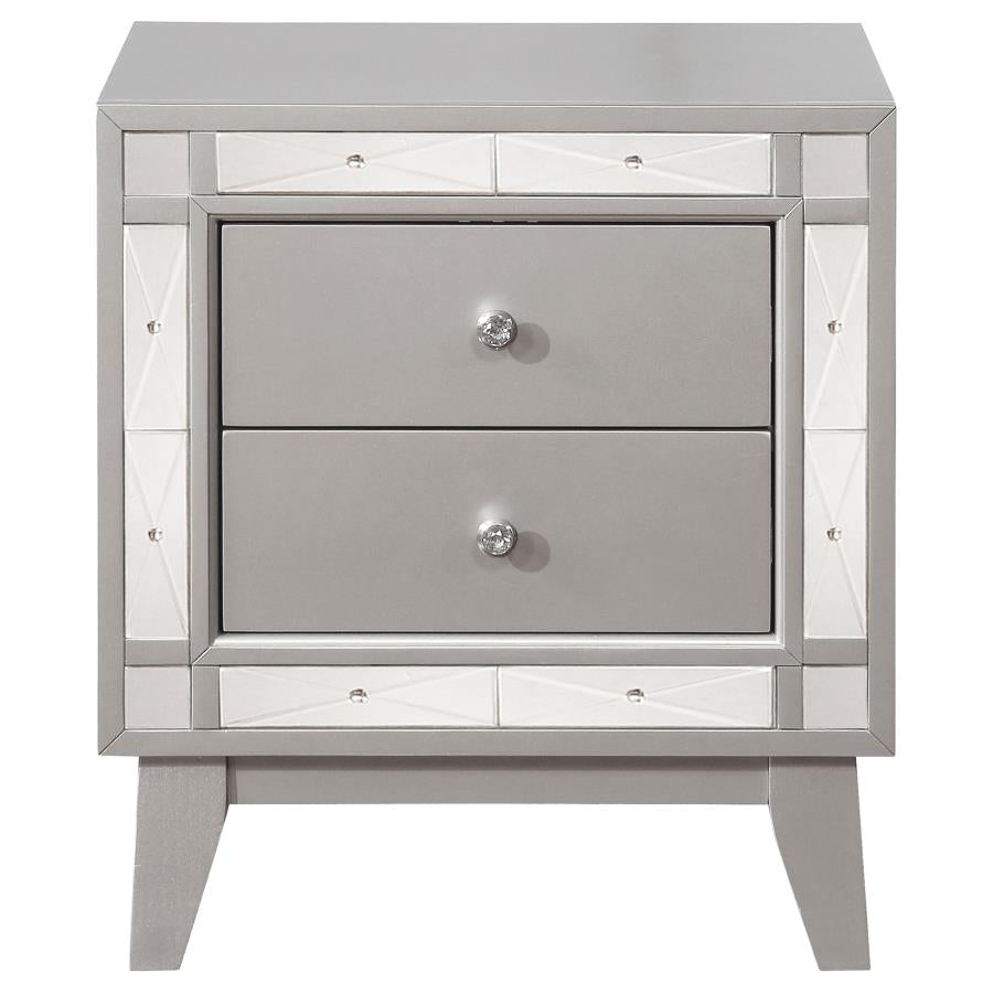 CoasterEssence Leighton 2-Drawer Nightstand Metallic Mercury