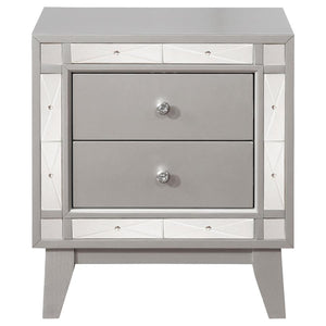 CoasterEssence Leighton 2-Drawer Nightstand Metallic Mercury