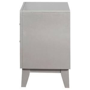 CoasterEssence Leighton 2-Drawer Nightstand Metallic Mercury