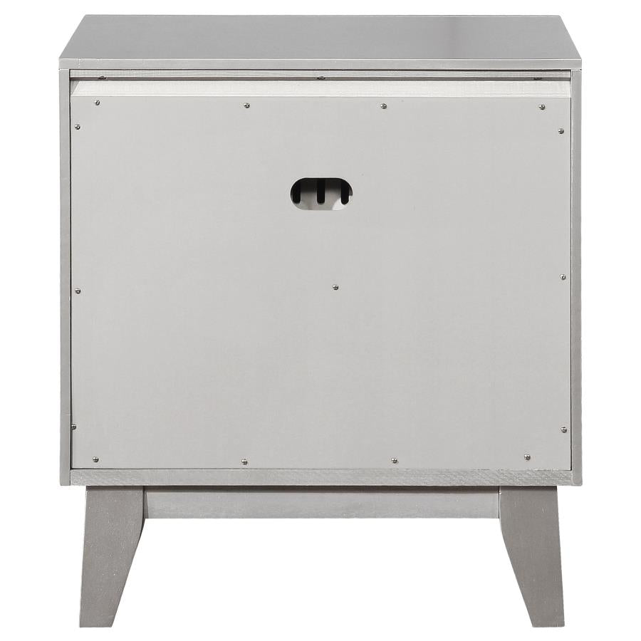 CoasterEssence Leighton 2-Drawer Nightstand Metallic Mercury