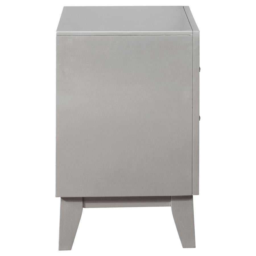 CoasterEssence Leighton 2-Drawer Nightstand Metallic Mercury