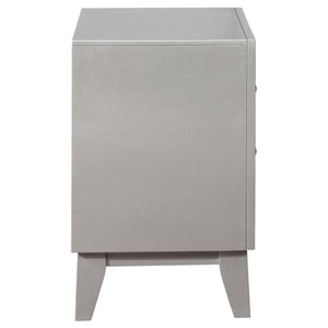 CoasterEssence Leighton 2-Drawer Nightstand Metallic Mercury