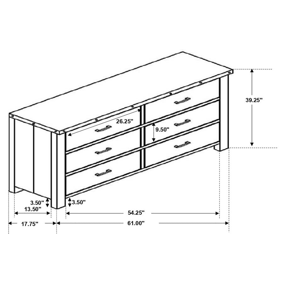 CoasterEssence Sembene 6-Drawer Dresser Antique Multi-Color