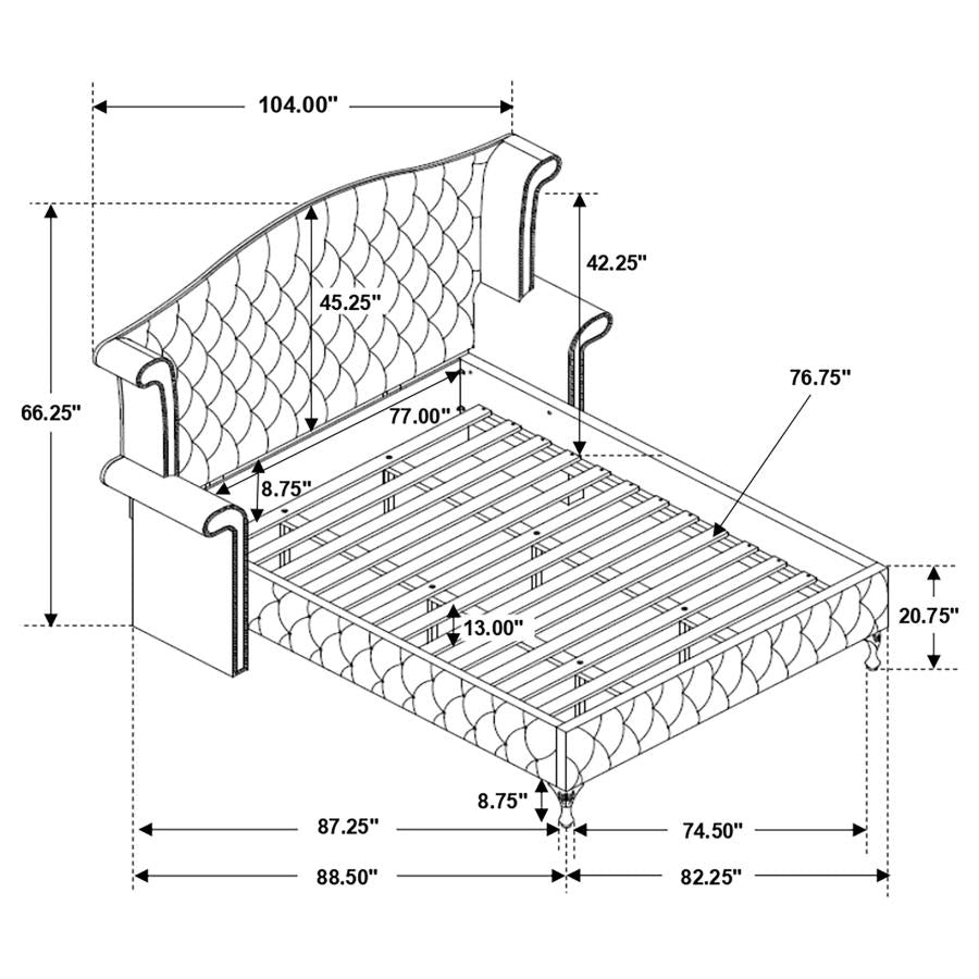 CoasterEssence Deanna Tufted Upholstered Bed Grey