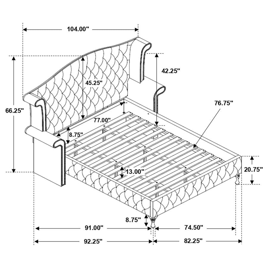 CoasterEssence Deanna Tufted Upholstered Bed Grey