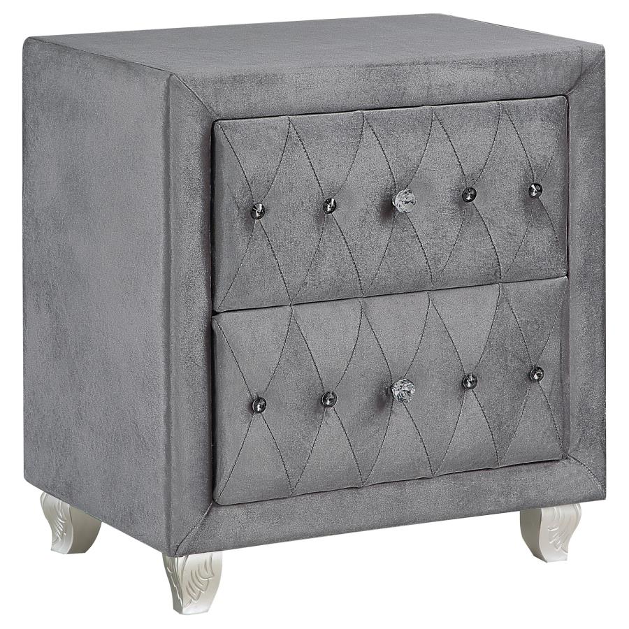 CoasterEssence Deanna 2-Drawer Rectangular Nightstand Grey