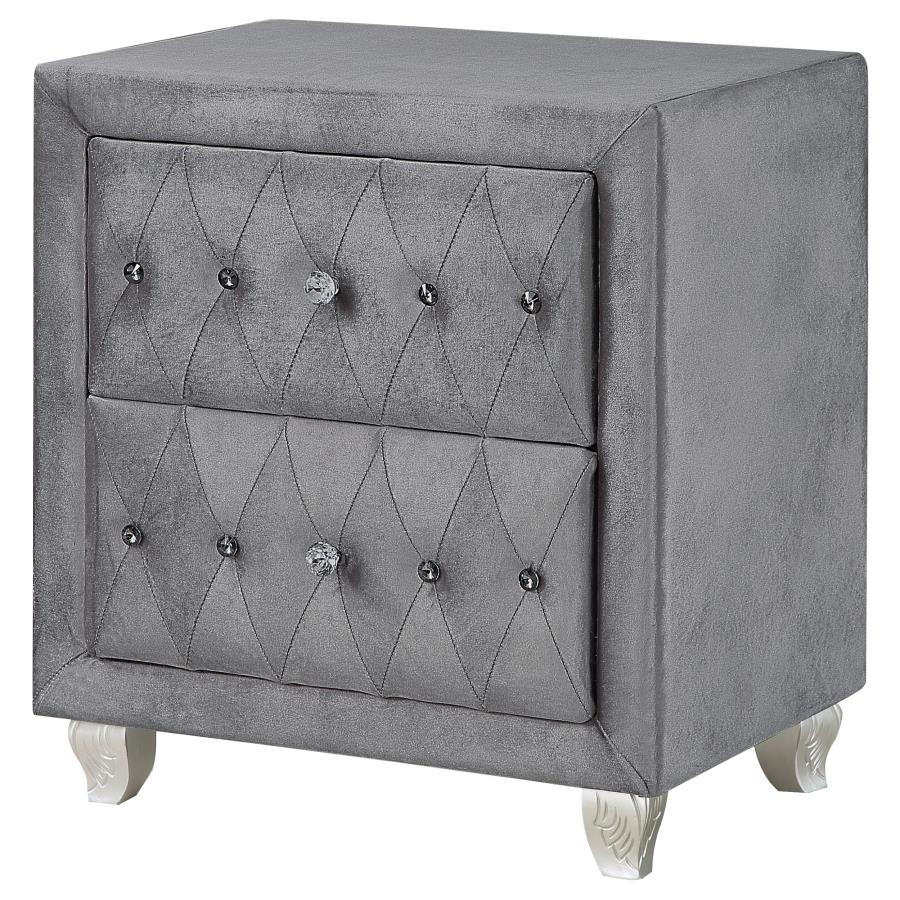 CoasterEssence Deanna 2-Drawer Rectangular Nightstand Grey