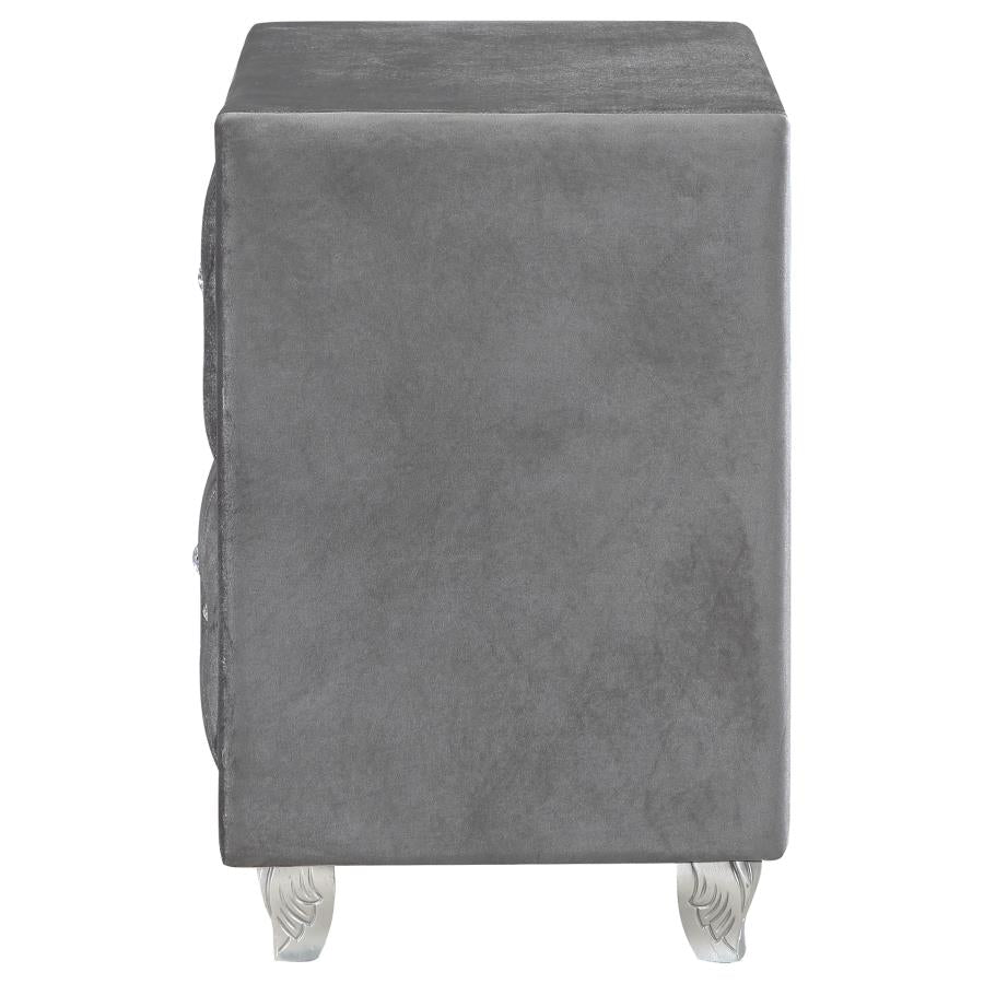 CoasterEssence Deanna 2-Drawer Rectangular Nightstand Grey