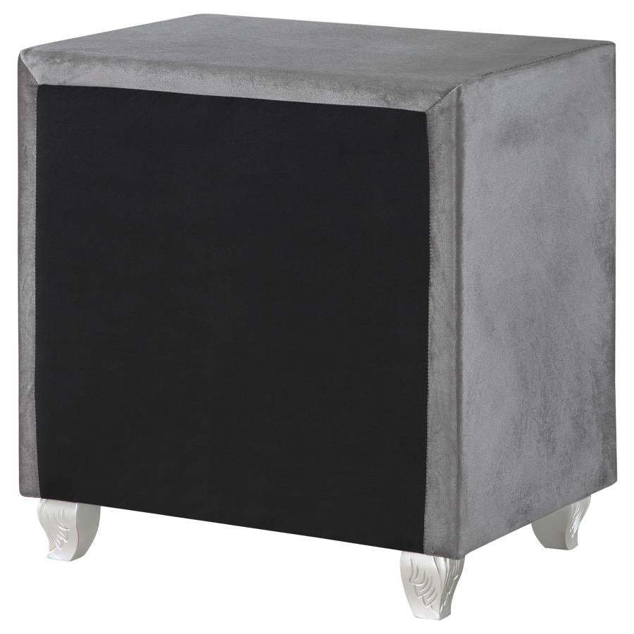 CoasterEssence Deanna 2-Drawer Rectangular Nightstand Grey