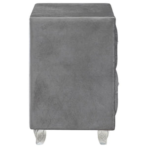 CoasterEssence Deanna 2-Drawer Rectangular Nightstand Grey