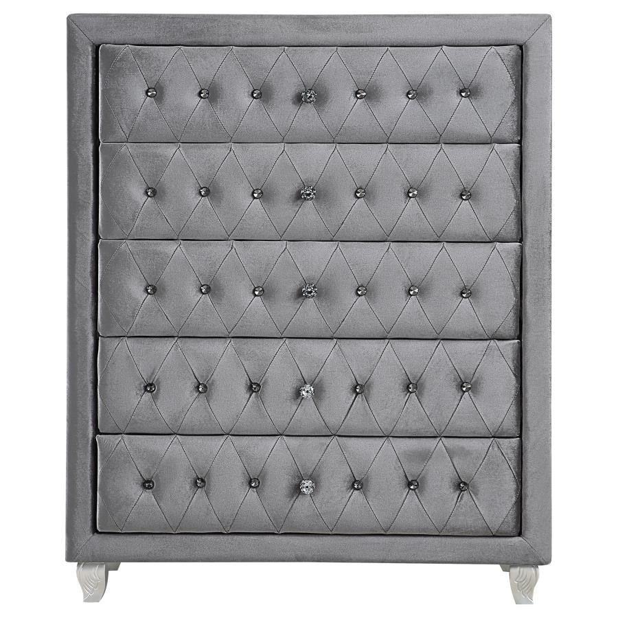 CoasterEssence Deanna 5-Drawer Rectangular Chest Grey