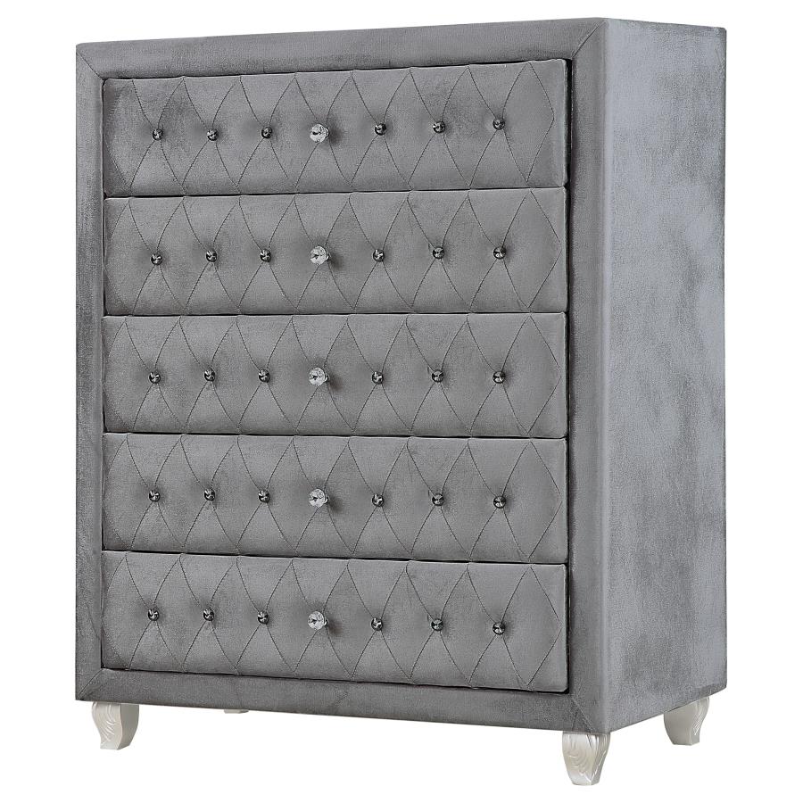 CoasterEssence Deanna 5-Drawer Rectangular Chest Grey