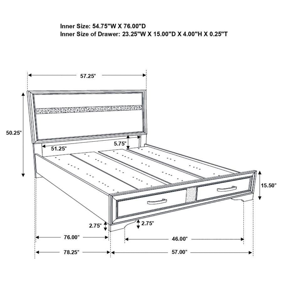 CoasterEveryday Miranda 2-Drawer Storage Bed White