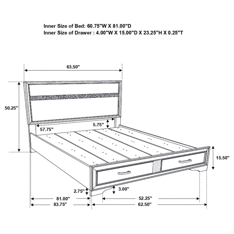 CoasterEveryday Miranda 2-Drawer Storage Bed White