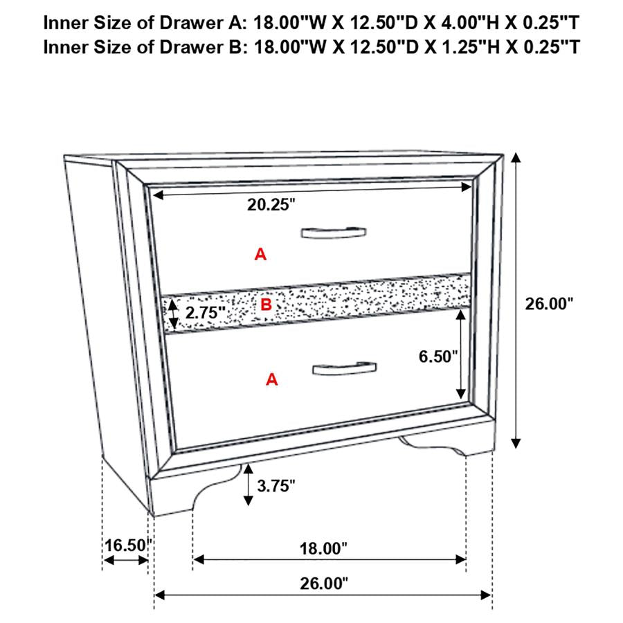 CoasterEveryday Miranda 2-Drawer Nightstand Tray White